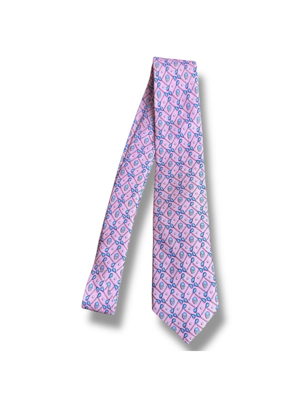 Vineyard Vines Martha’s Vineyard Silk Pink Lacrosse Print Made In USA NEW 2.5”